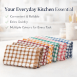 Brags Lightweight Essential Tea Towels – Checked Design, Cotton Kitchen Towels, Quick Dry, Small Budget Dish Cloths, Durable & Reusable, 28cm x 40cm (Pack of 6) - Image 5