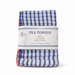 Thin Budget Mini Tea Towels – Lightweight Checked Cotton Kitchen Towels, Quick Dry, Small Budget Dish Cloths, Reusable, 28cm x 40cm (Pack of 6 - Thin Material)